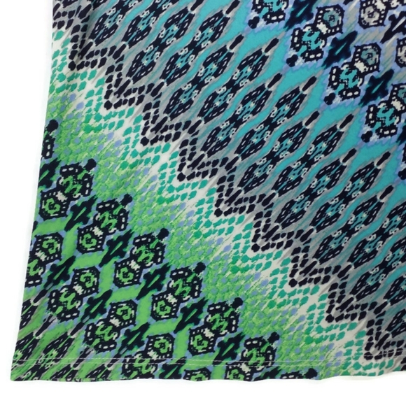 Roz & Ali Blue Multicolor Print Split Neck 3/4 Sleeve Knit Top Blouse Womens 1X - Picture 5 of 10